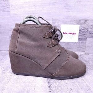 Toms Kala Metallic Wedge Lace Up Ankle Boot Brown Women's sz 7